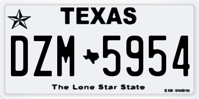 TX license plate DZM5954