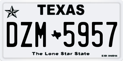 TX license plate DZM5957