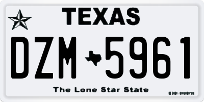 TX license plate DZM5961