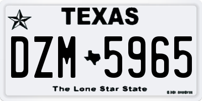TX license plate DZM5965