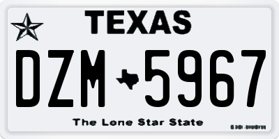 TX license plate DZM5967