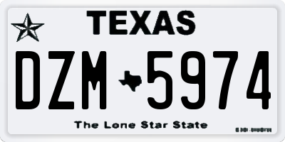 TX license plate DZM5974