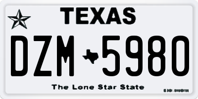 TX license plate DZM5980