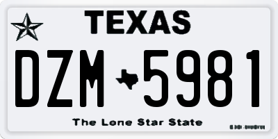 TX license plate DZM5981
