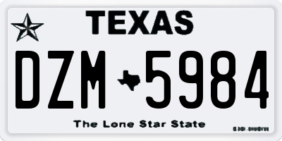 TX license plate DZM5984