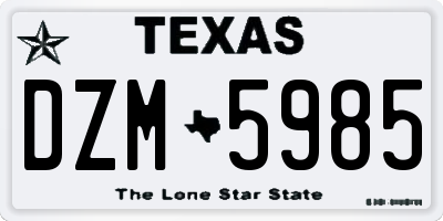 TX license plate DZM5985