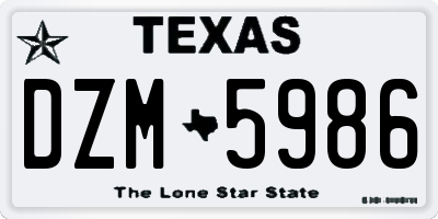 TX license plate DZM5986