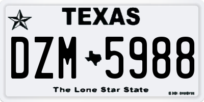 TX license plate DZM5988