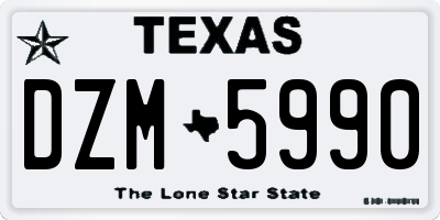 TX license plate DZM5990