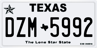 TX license plate DZM5992