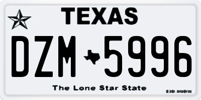 TX license plate DZM5996