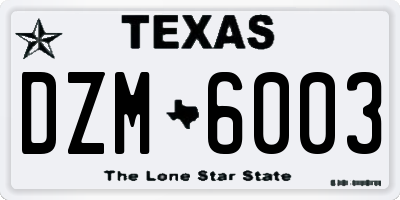 TX license plate DZM6003
