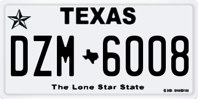 TX license plate DZM6008