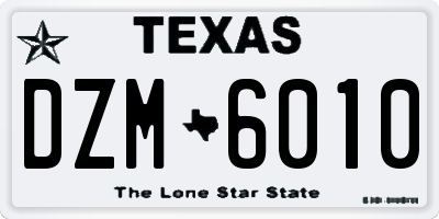 TX license plate DZM6010