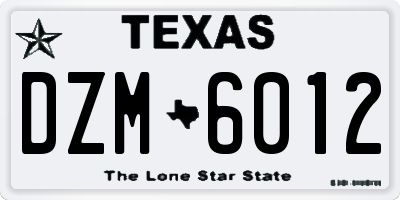 TX license plate DZM6012