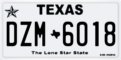 TX license plate DZM6018