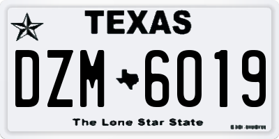 TX license plate DZM6019