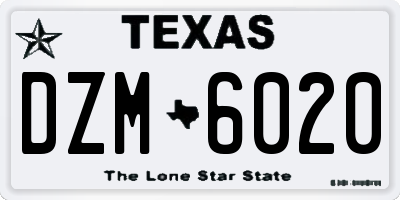 TX license plate DZM6020