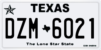 TX license plate DZM6021