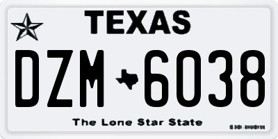 TX license plate DZM6038