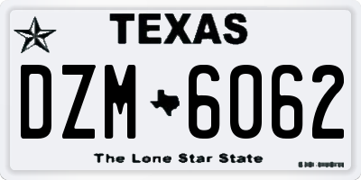 TX license plate DZM6062