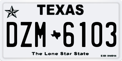 TX license plate DZM6103