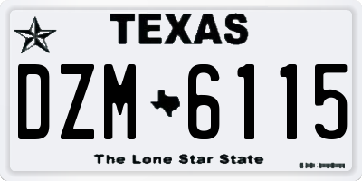 TX license plate DZM6115