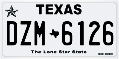 TX license plate DZM6126