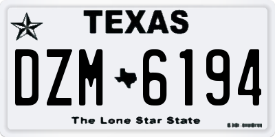 TX license plate DZM6194