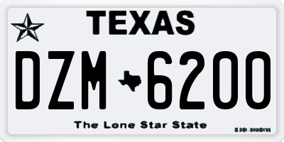TX license plate DZM6200