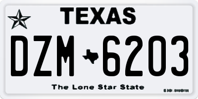 TX license plate DZM6203