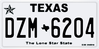 TX license plate DZM6204