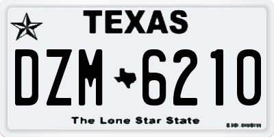 TX license plate DZM6210