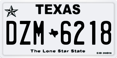 TX license plate DZM6218