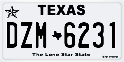 TX license plate DZM6231