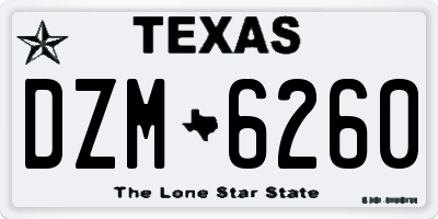 TX license plate DZM6260