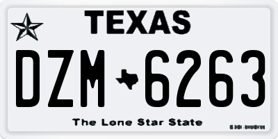 TX license plate DZM6263