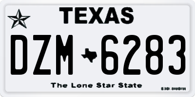 TX license plate DZM6283