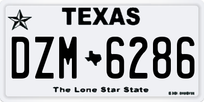 TX license plate DZM6286
