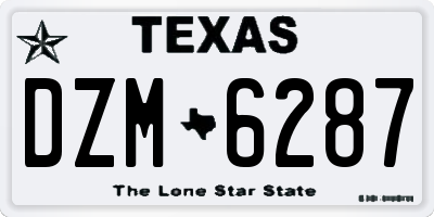 TX license plate DZM6287