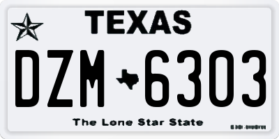 TX license plate DZM6303