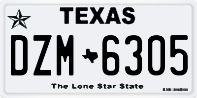 TX license plate DZM6305