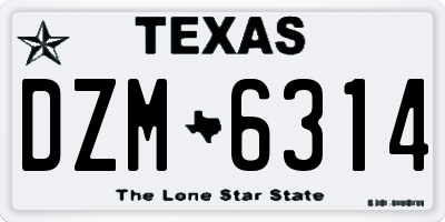 TX license plate DZM6314