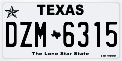TX license plate DZM6315