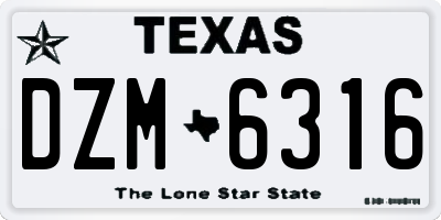 TX license plate DZM6316