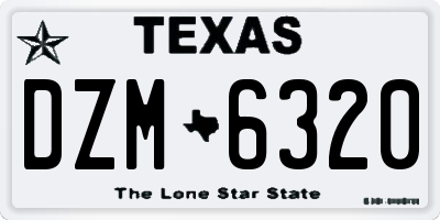 TX license plate DZM6320