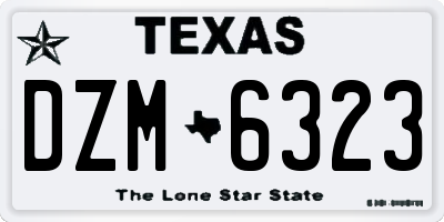 TX license plate DZM6323