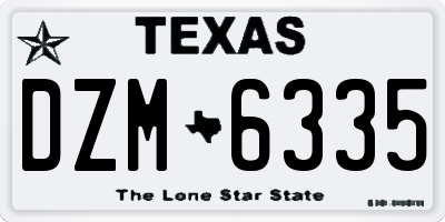 TX license plate DZM6335