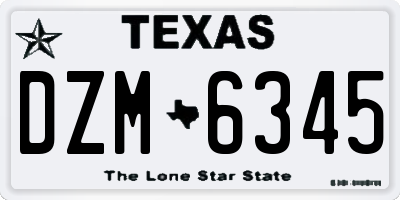 TX license plate DZM6345