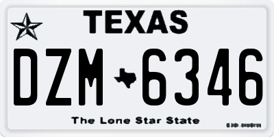 TX license plate DZM6346